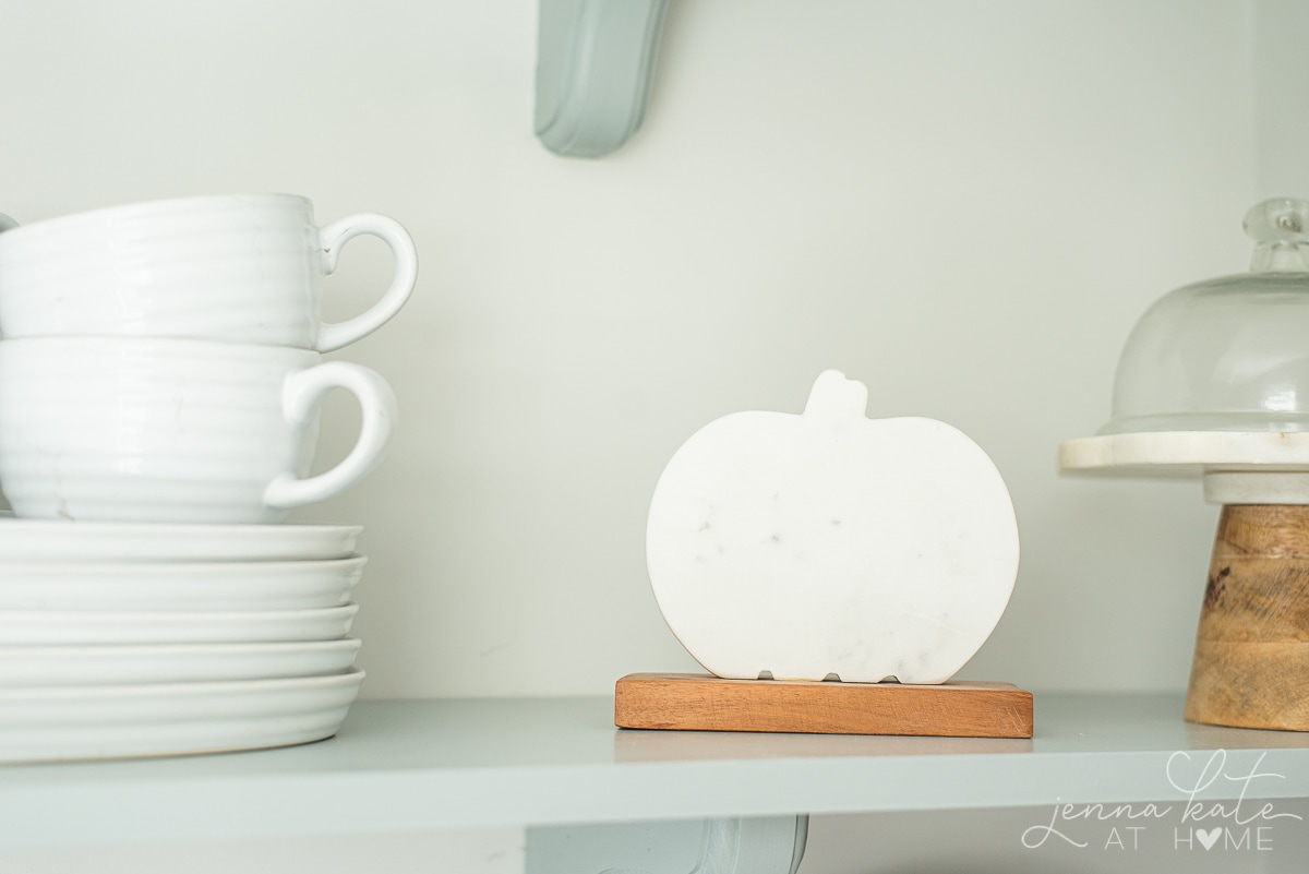 marble pumpkin object on a shelf