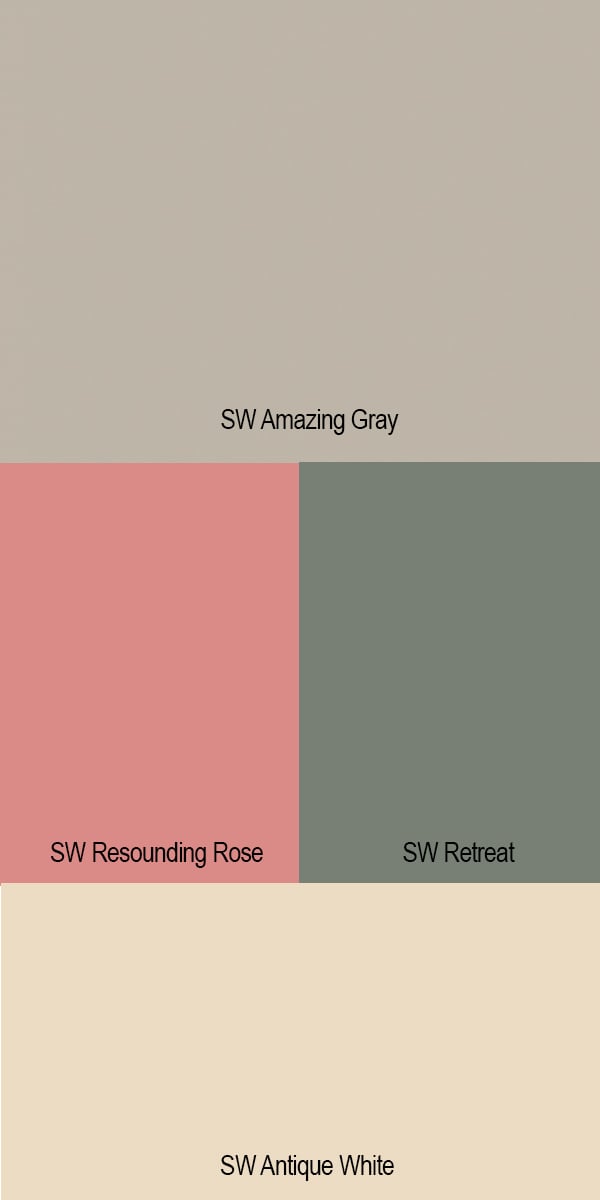 collage of coordinating colors for SW amazing gray