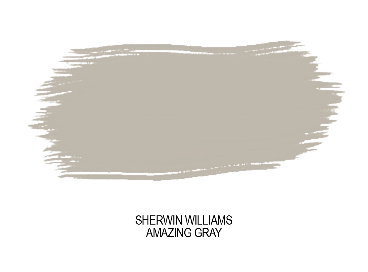 Sherwin Williams Amazing Gray paint swatch.