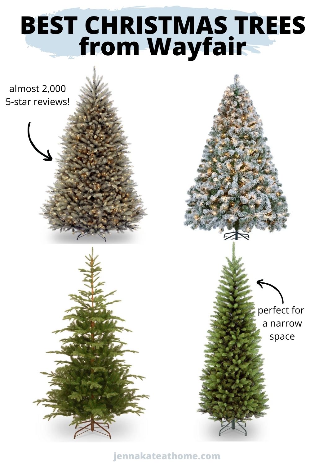 Collage of Wayfair best artificial Christmas trees