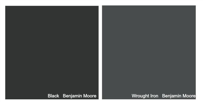 Benjamin Moore Wrought Iron Paint compared to black paint