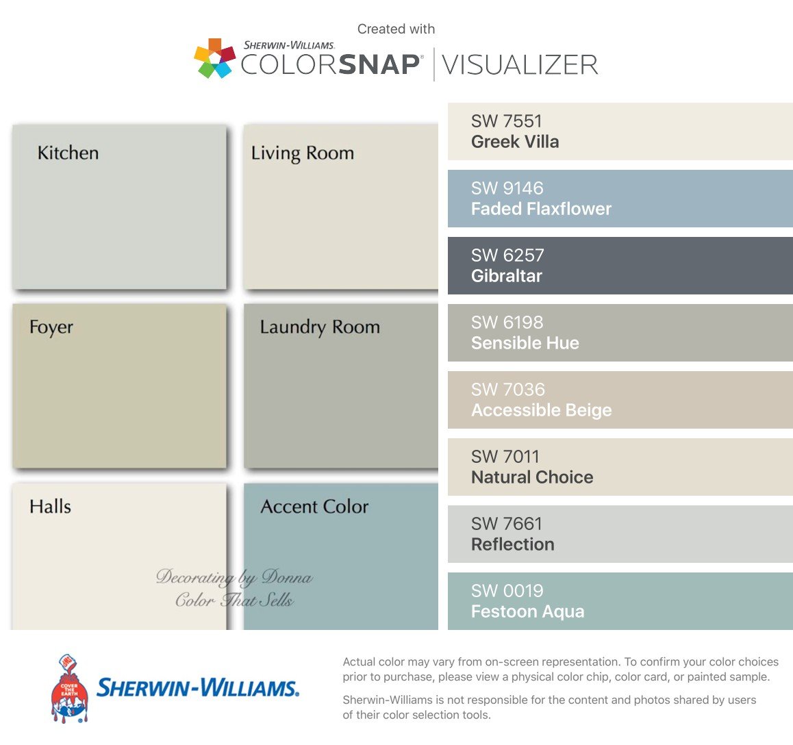 SW Color Snap Visualizer Colors that Coordinate with Greek Villa