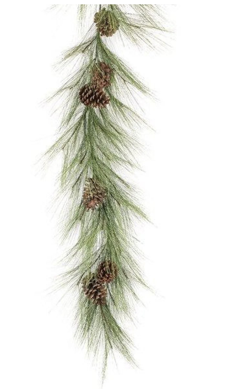 needle pine garland with pinecones