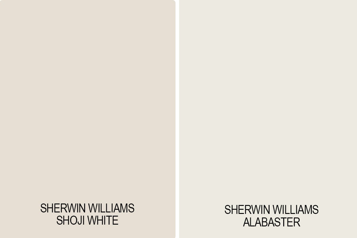 comparison of shoji white versus alabaster.