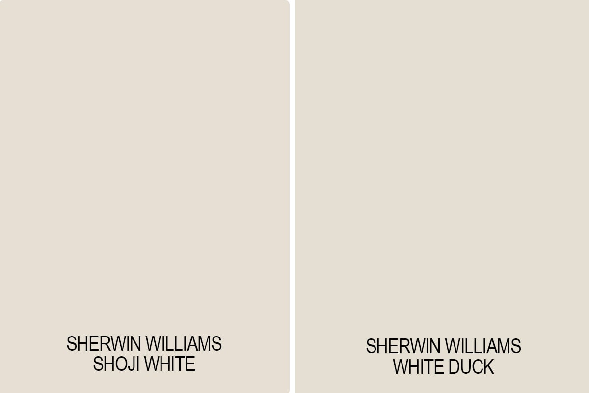 sherwin williams shoji white vs white duck swatch colors