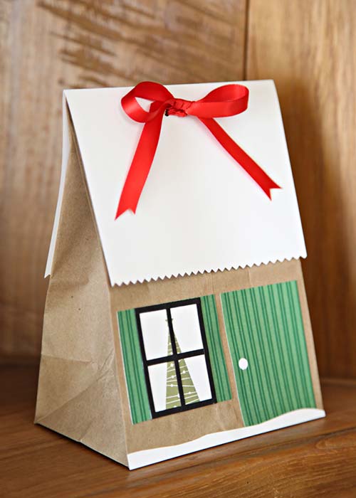 fun house gift wrapping made out of paper bags