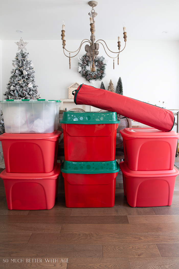 christmas decorations organizational totes and holders
