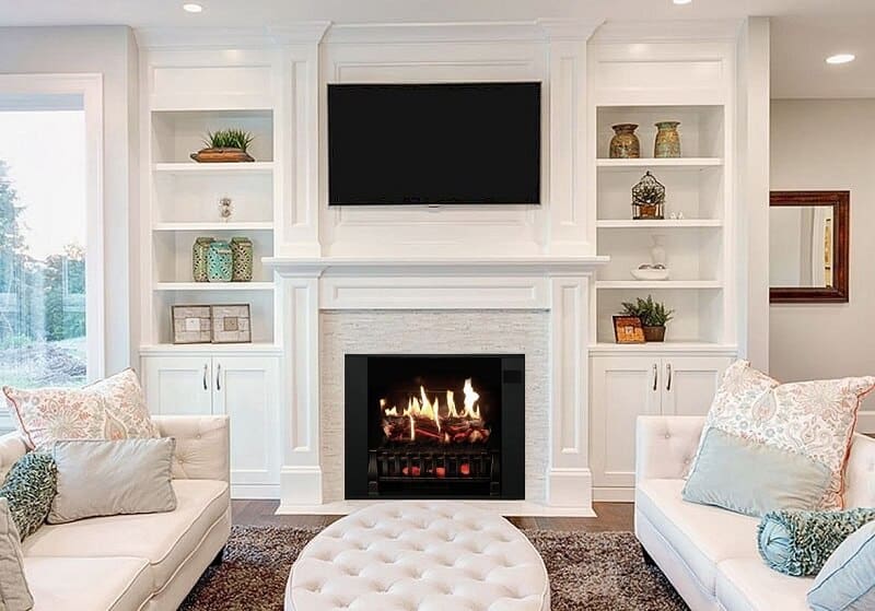 Fireplace and Built-ins Before and After