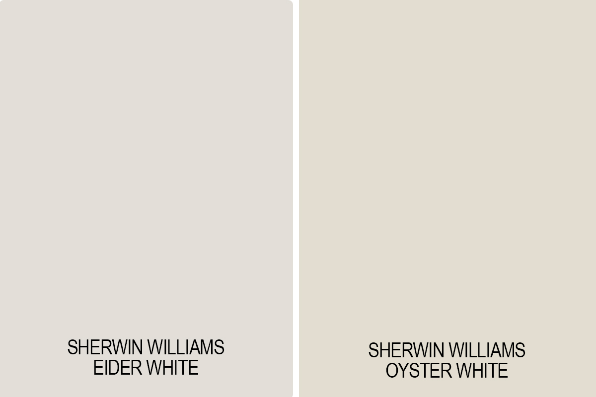 Eider White vs Oyster White paint swatch side-by-side comparison