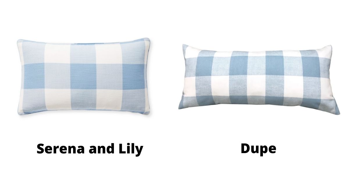 gingham pillow and amazon's similar version