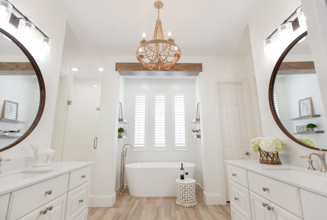 Entire bathroom (except ceiling) painted SW Alabaster.