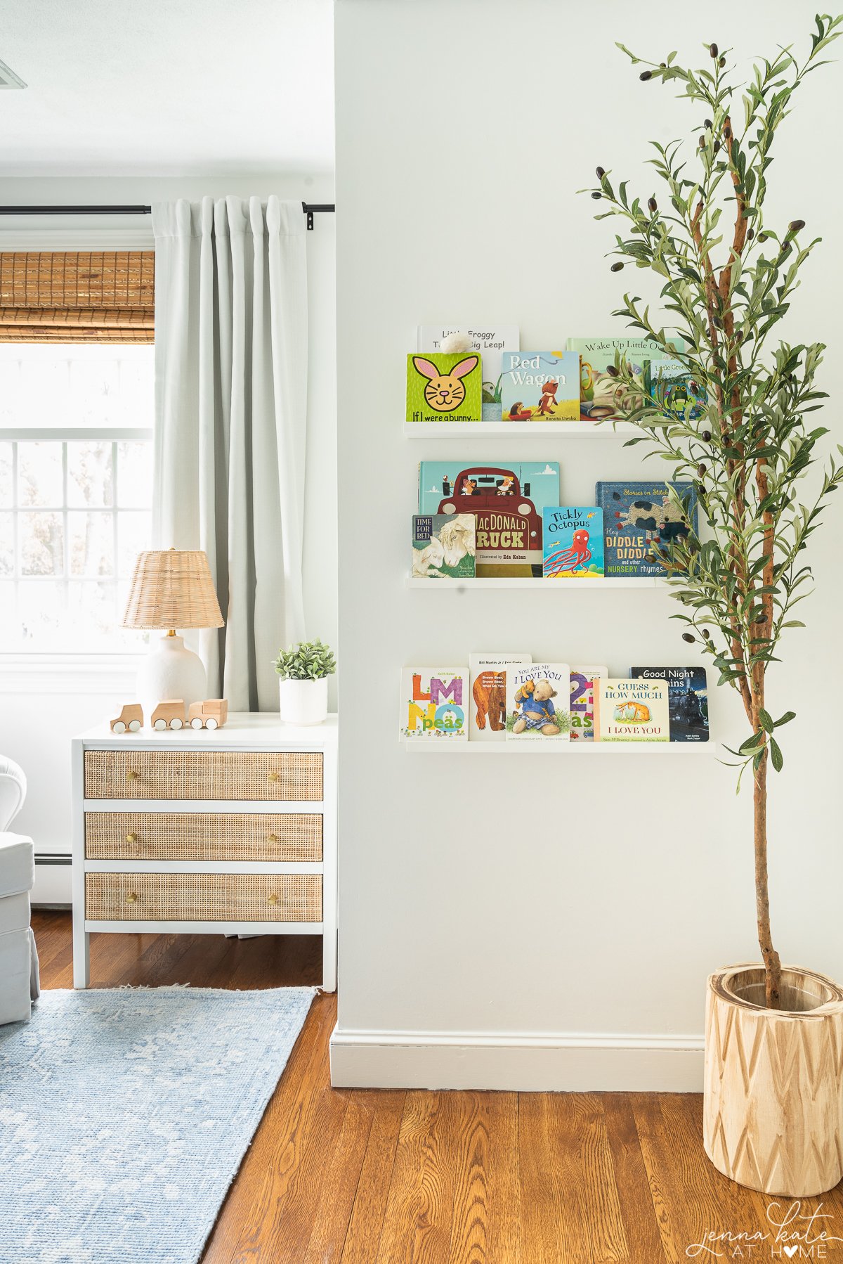 floating book shelves filled with baby books