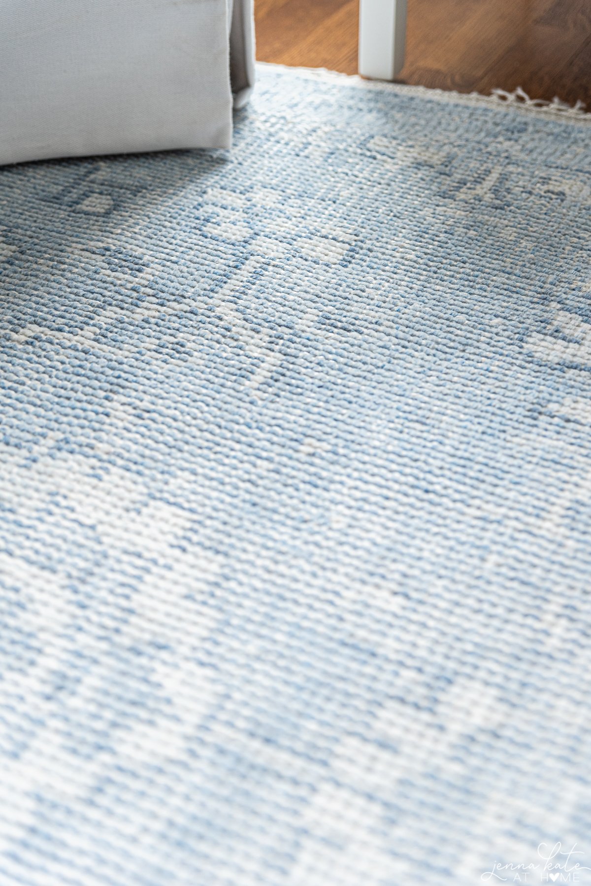 A light blue rug 