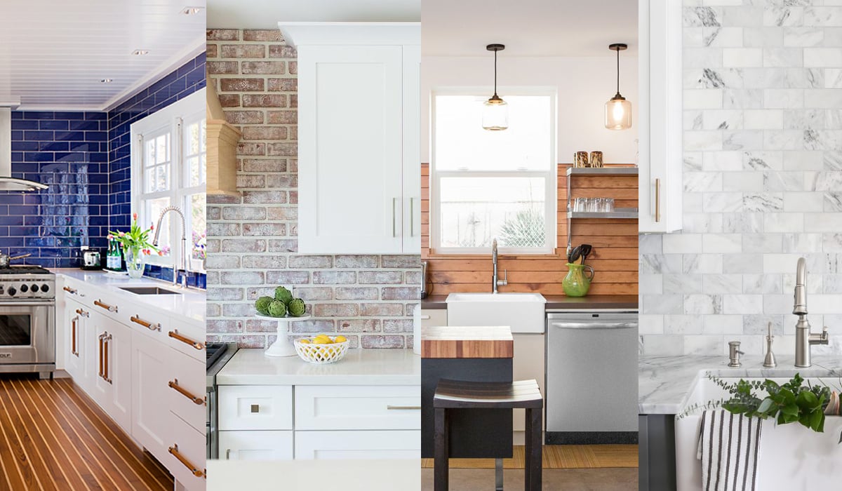 kitchens with white cabinets and backsplashes