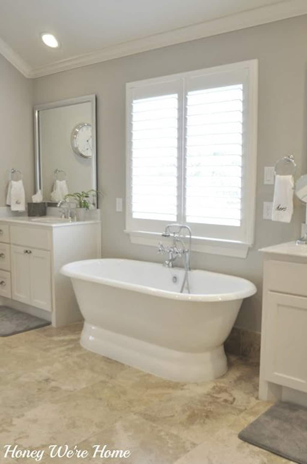 Bathroom painted in SW Anew Gray 