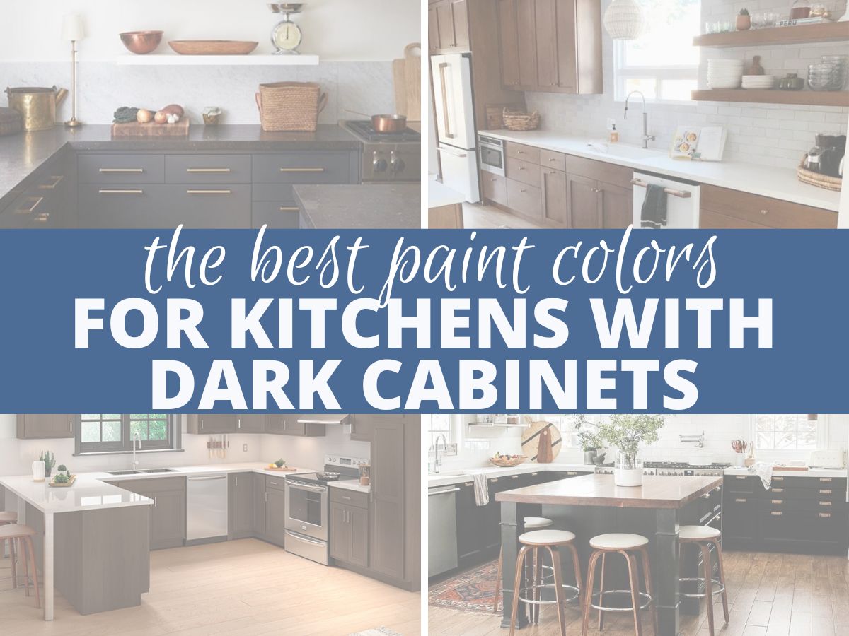 collage of dark cabinets with text overlay