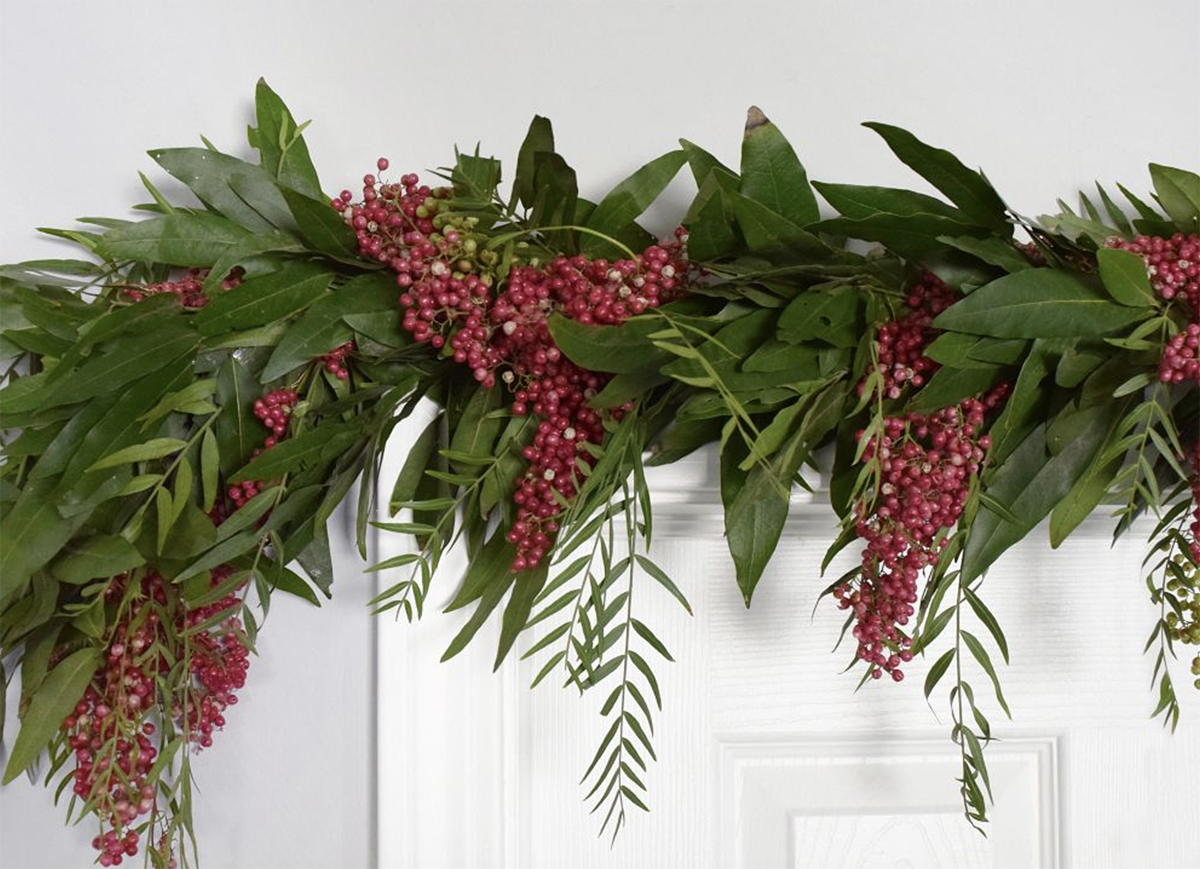 fresh bay leaf and pepper berry garland