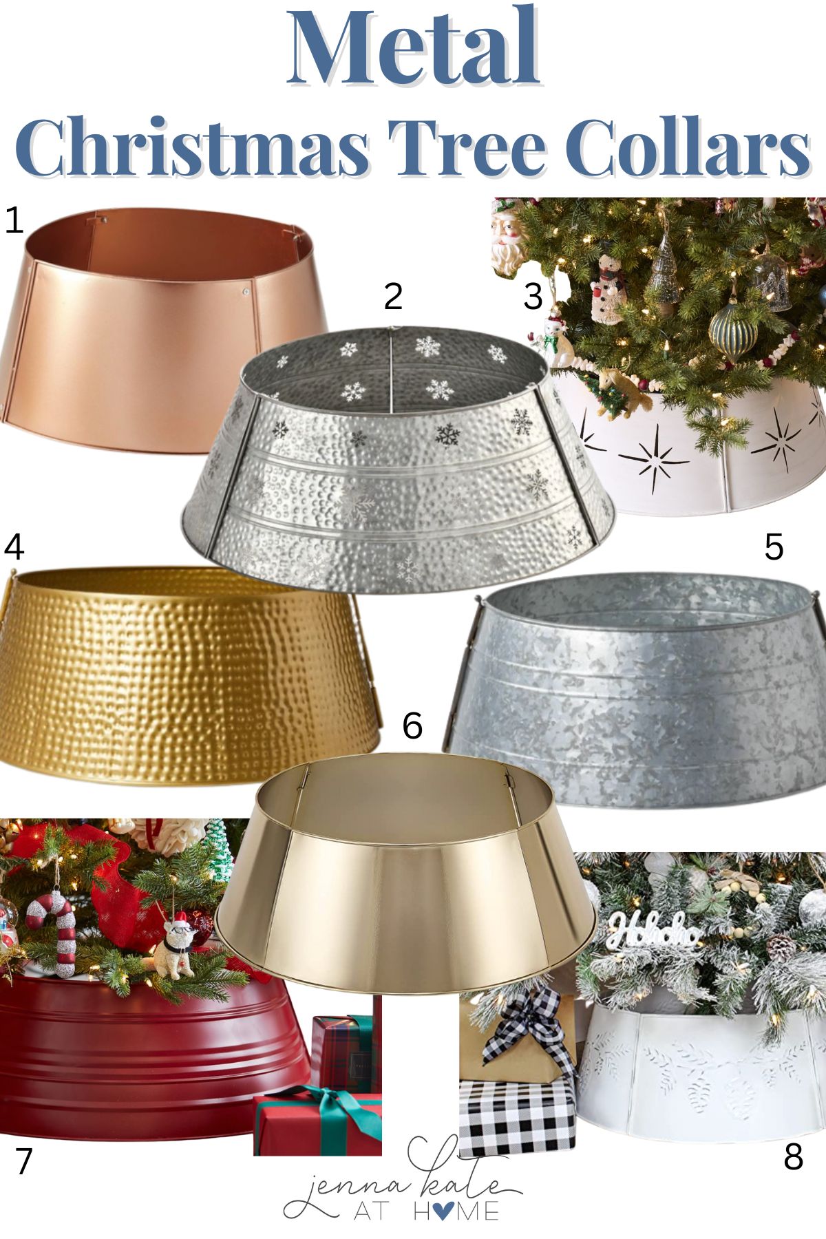 collage of metal tree collar ideas