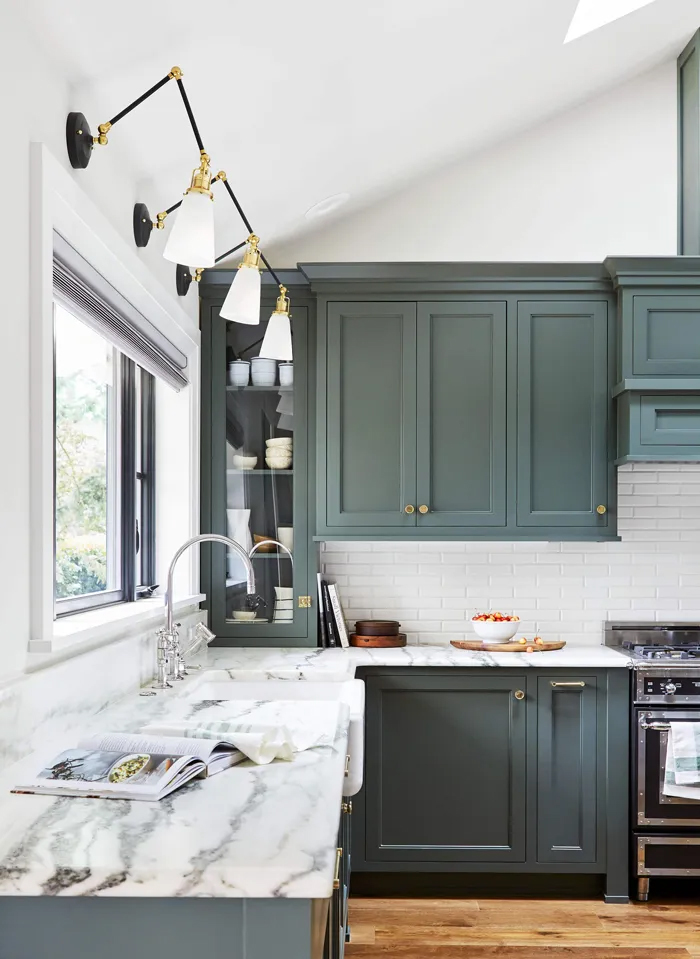 sherwin williams pewter green painted kitchen cabinets