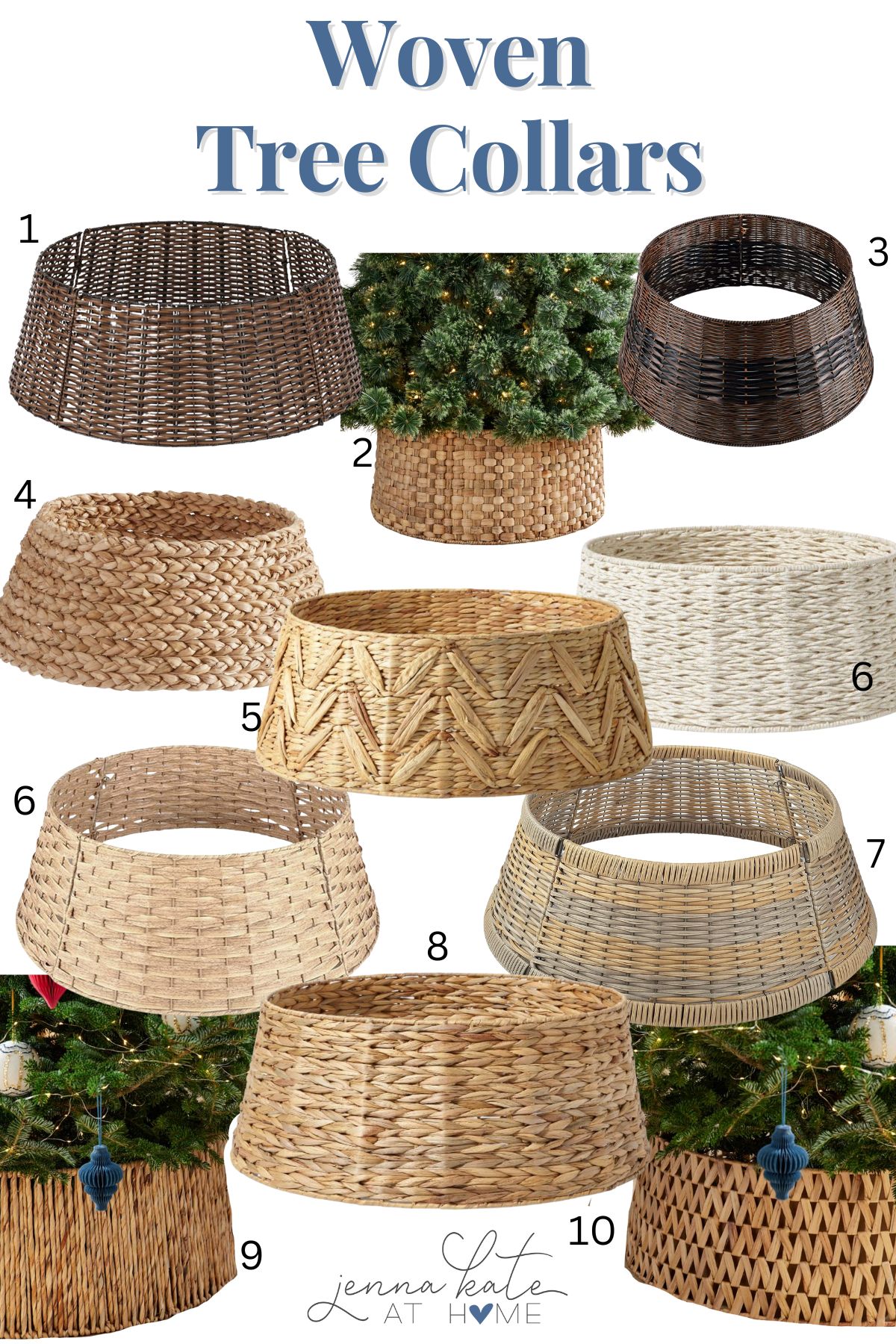 collage of woven tree collar ideas