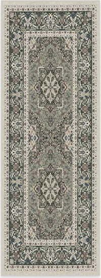 sage green traditional patterned kitchen runner