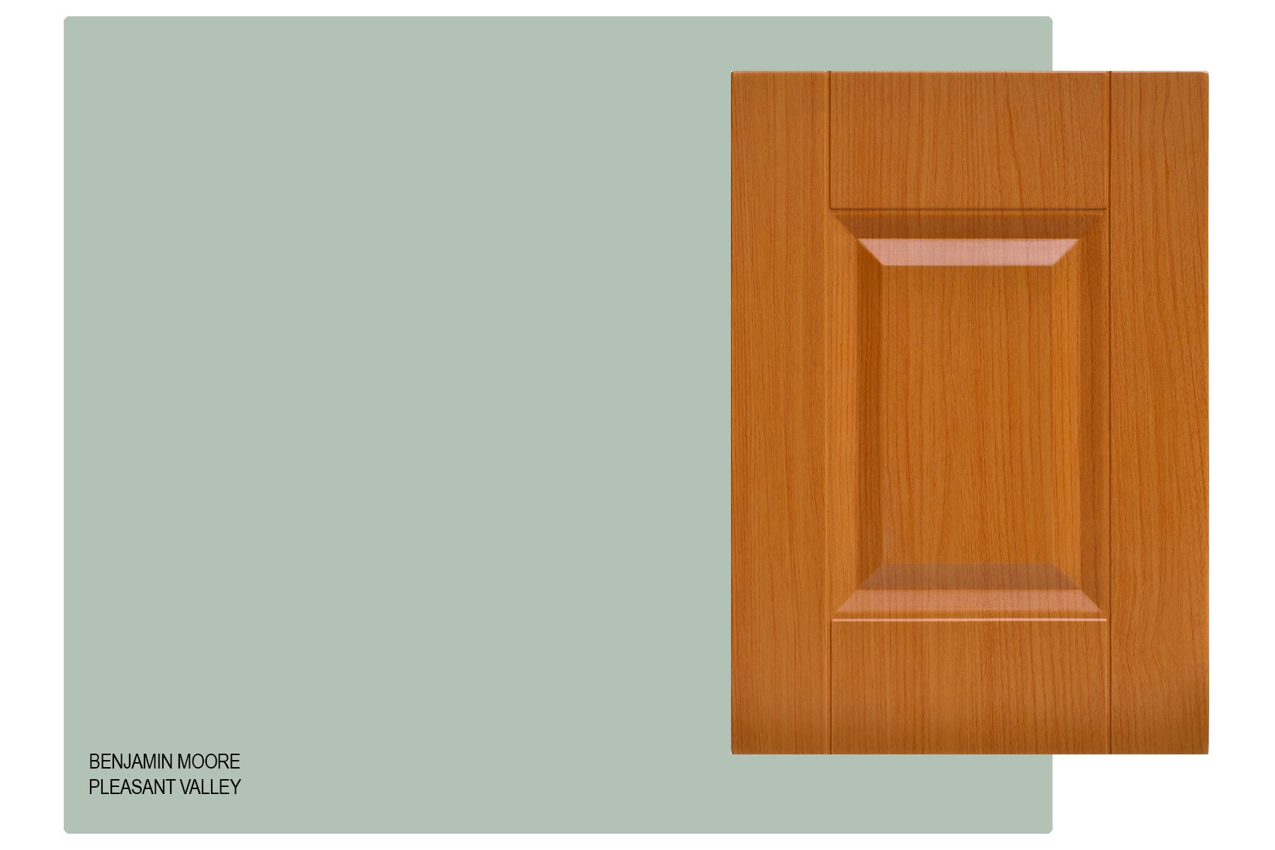 benjamin moore pleasant valley compared to a honey oak cabinet door