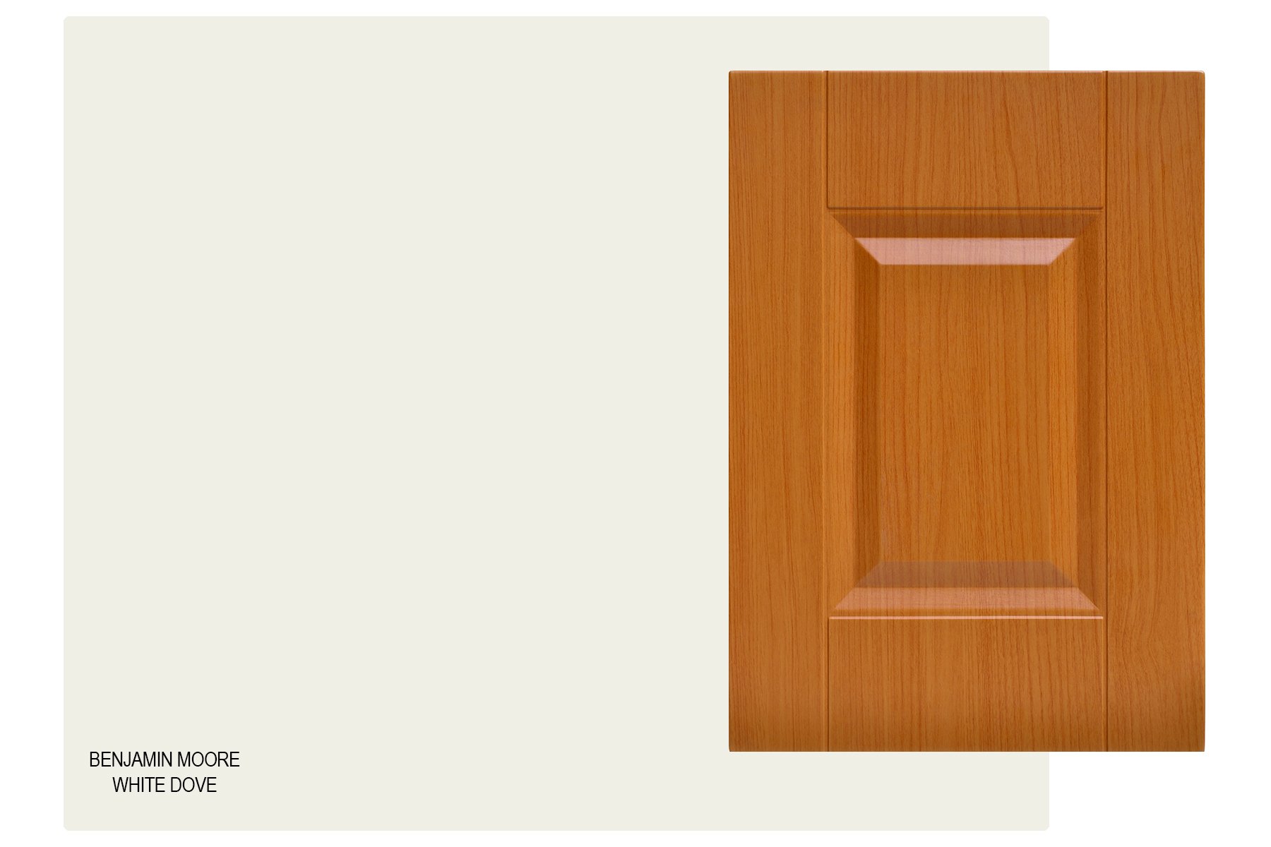 benjamin moore white dove compared to a honey oak cabinet door