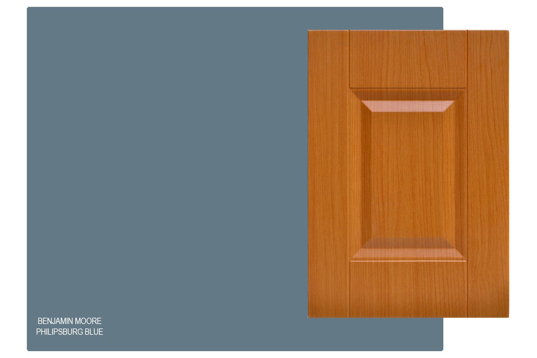 benjamin moorephilipsburg blue compared to a honey oak cabinet door