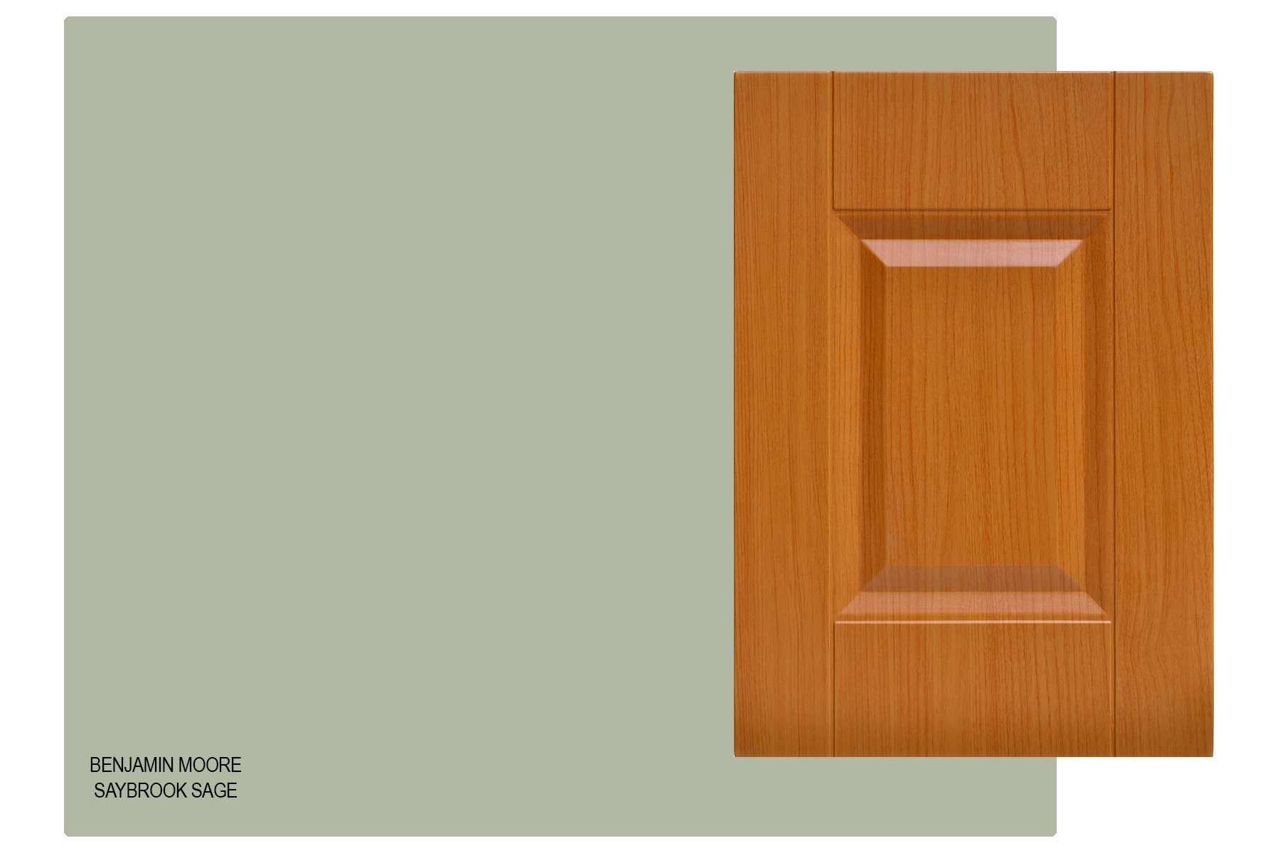 benjamin moore saybrook sage compared to a honey oak cabinet door