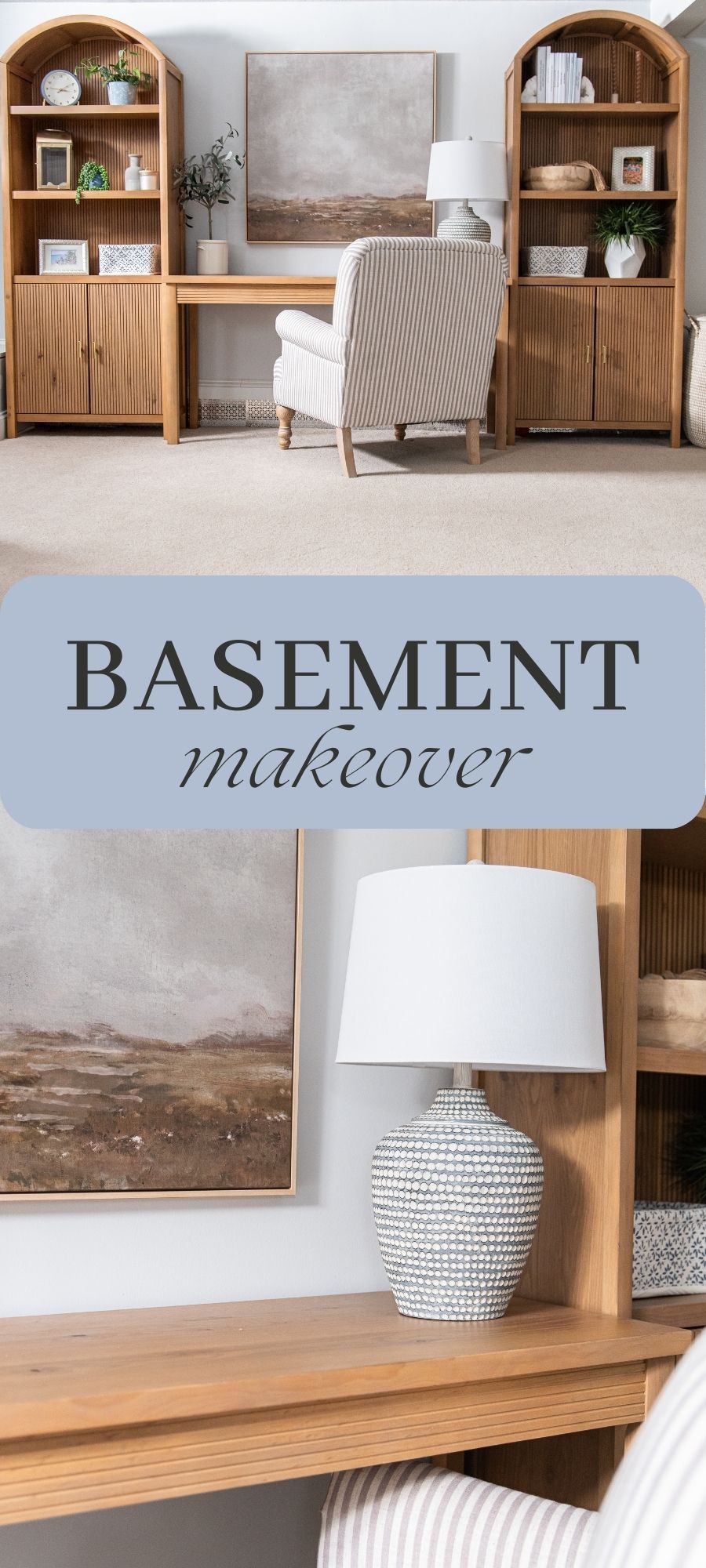 basement makeover pin image