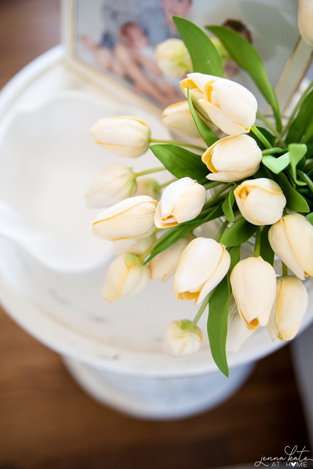 close up of the artificial tulips