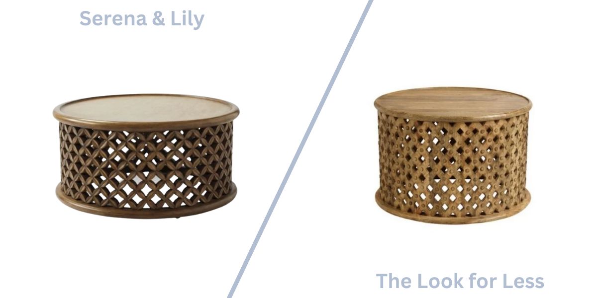 brown Bamilkeke drum table versus the look for less