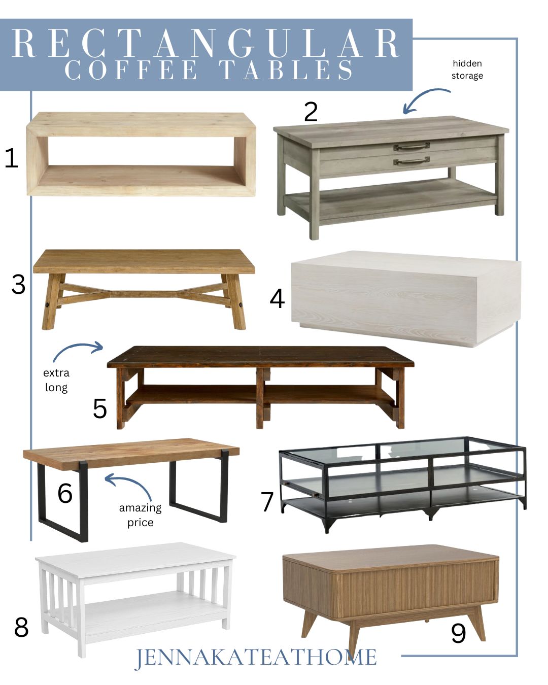 collage of rectangular coffee tables
