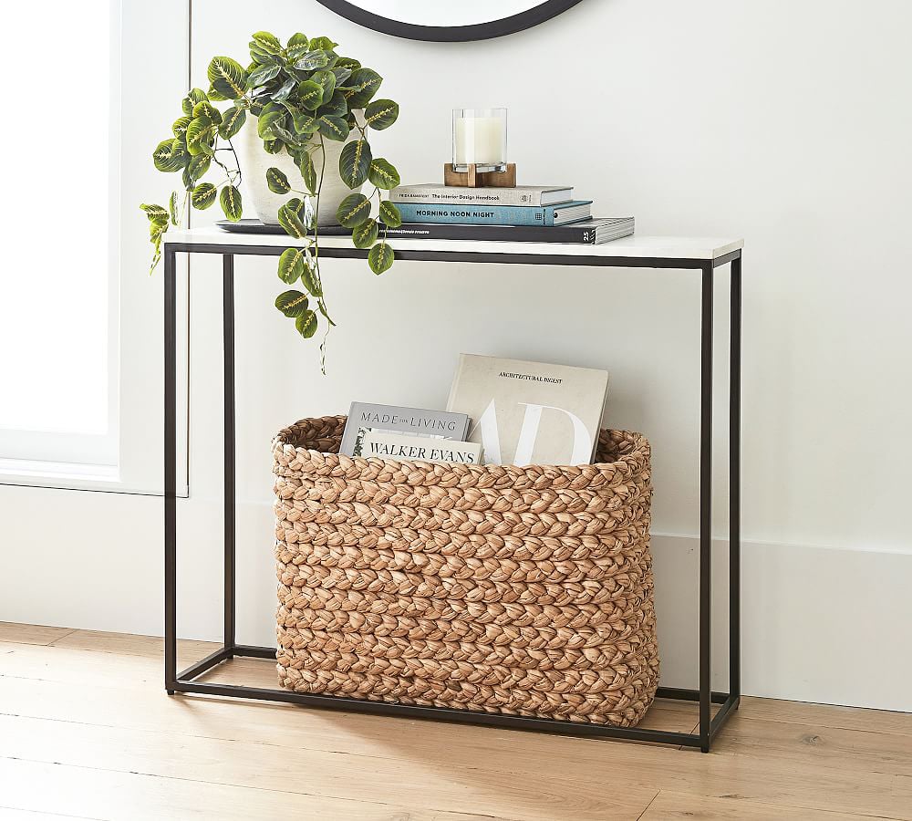 Baskets under on sale console table