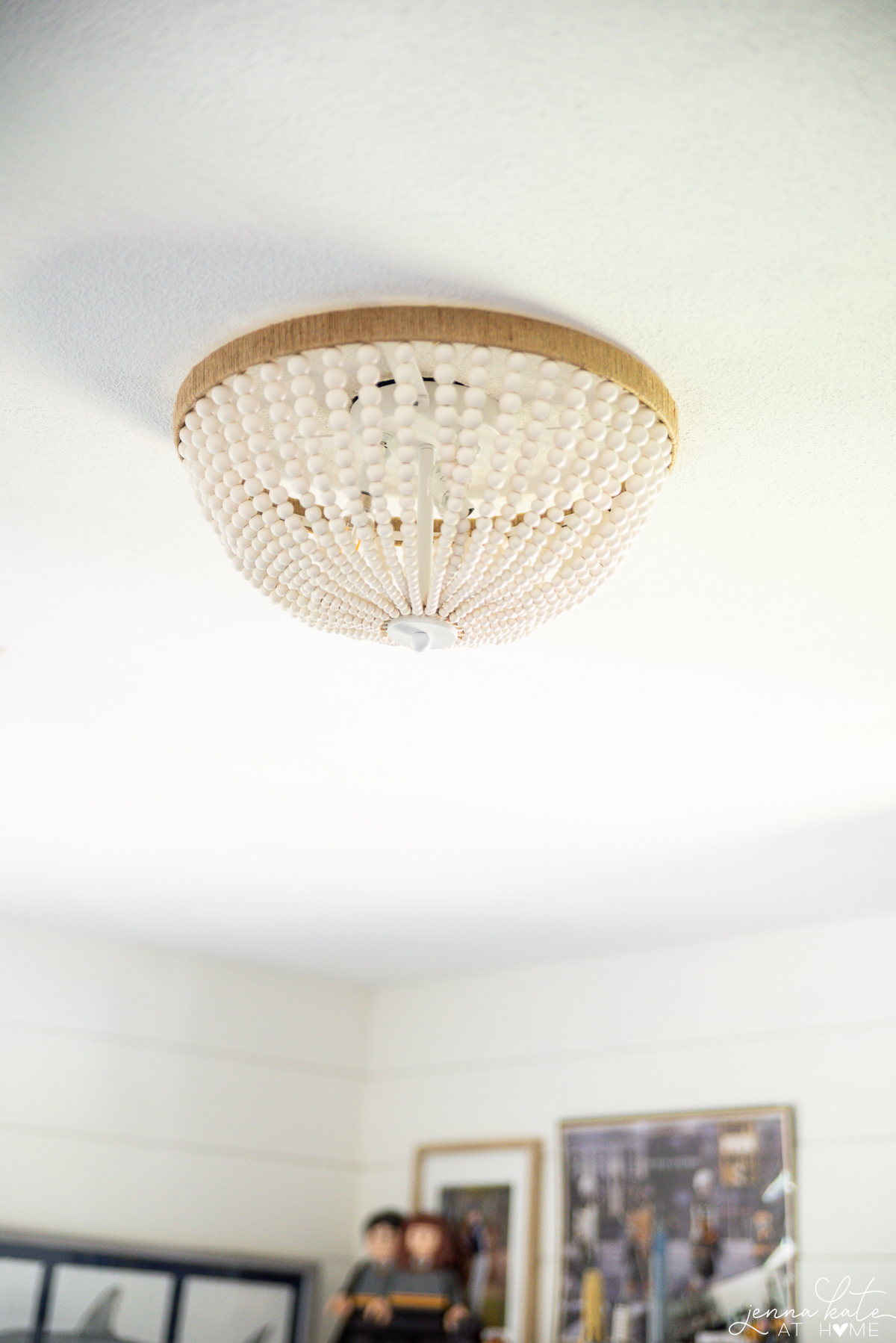 Amazon beaded flush mount light fixture in a child's bedroom