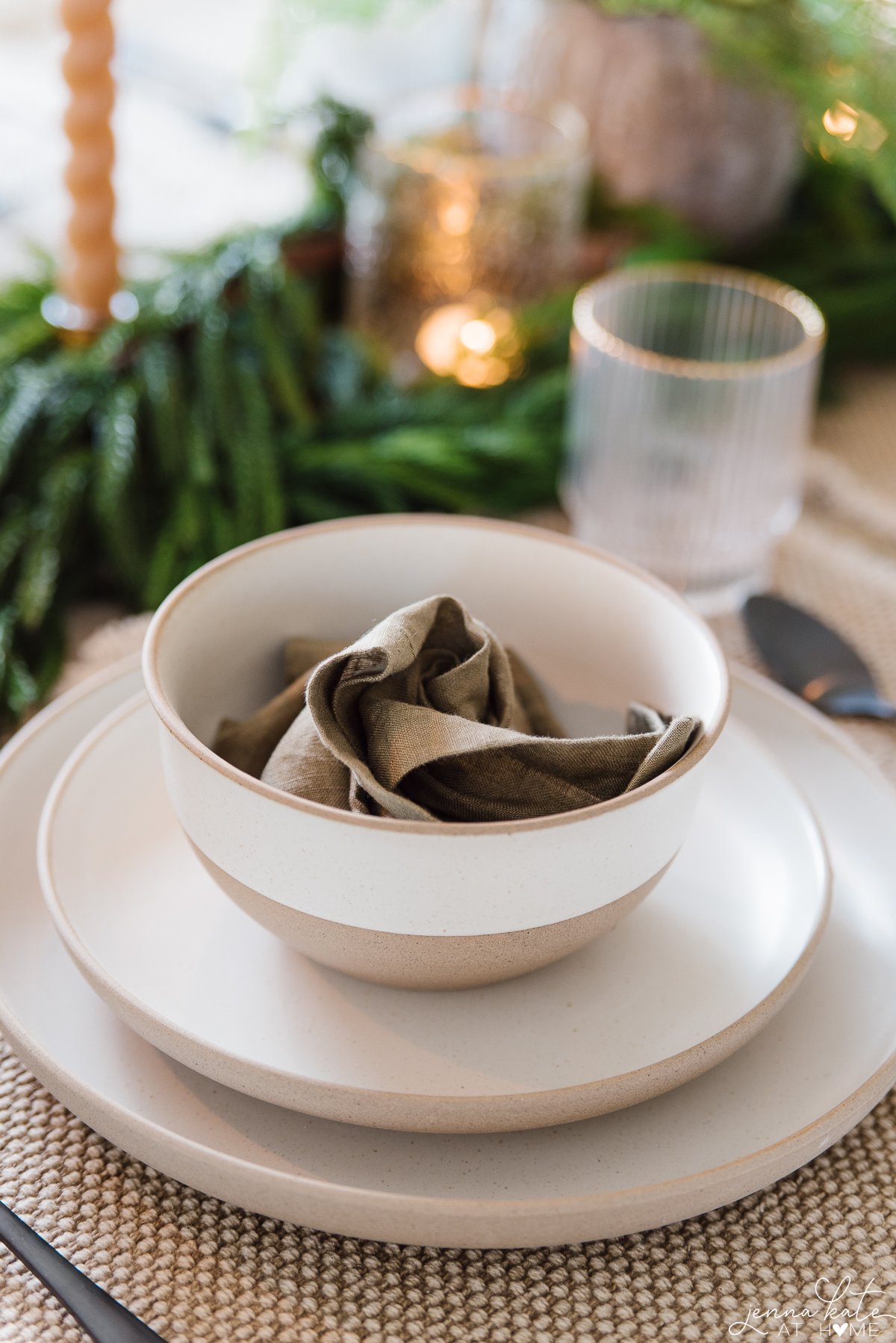 Amazon french linen napkin swirled into a rosette inside a bowl