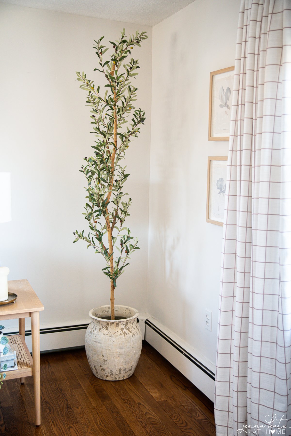 Amazon faux olive tree in a large ceramic planter