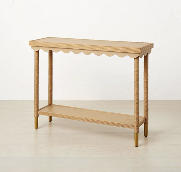 scallop edge console table