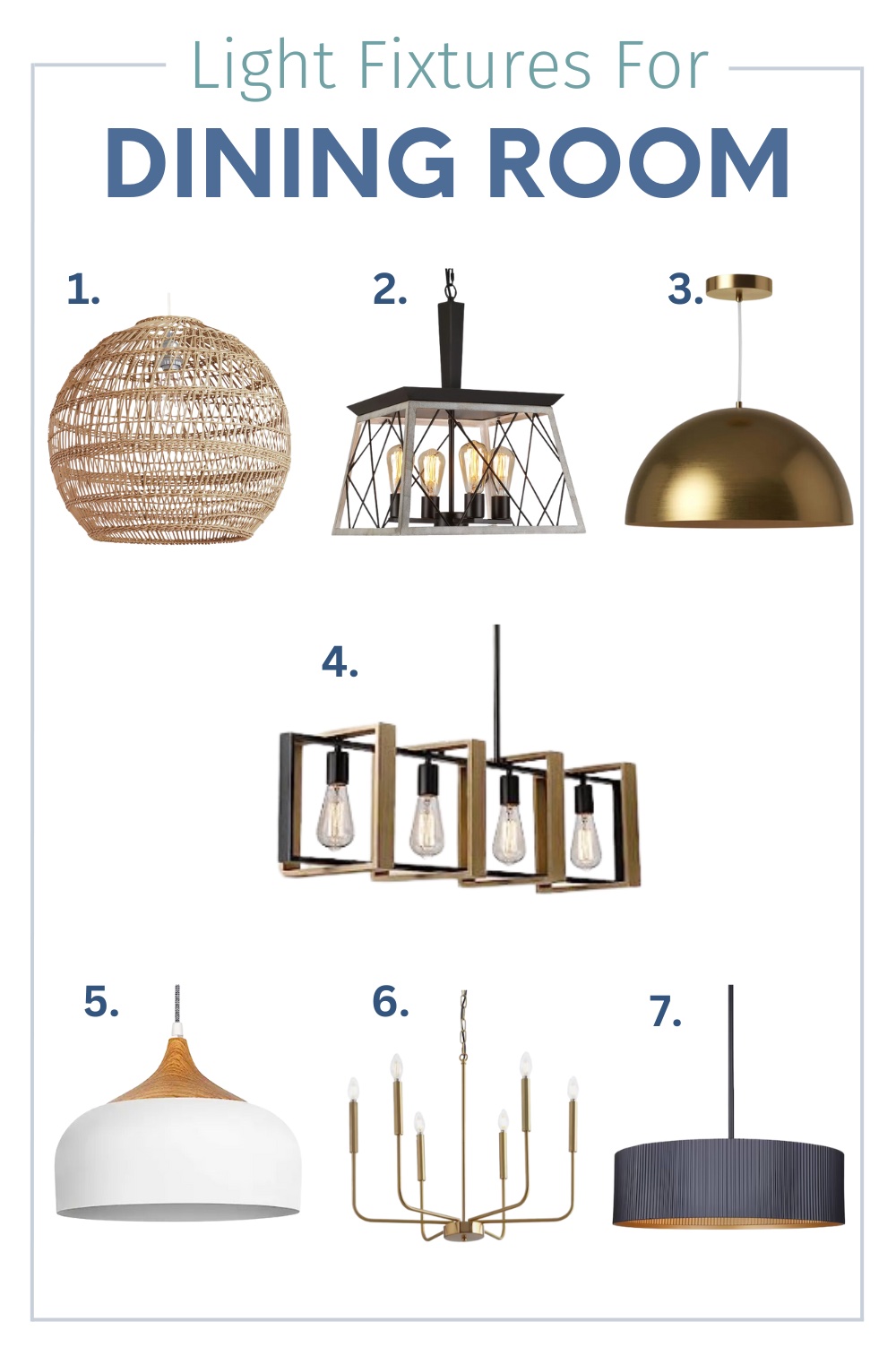 assortment of affordable dining room light fixtures