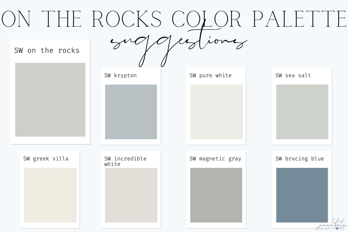 paint swatches of coordinating colors for Sherwin Williams On The Rocks