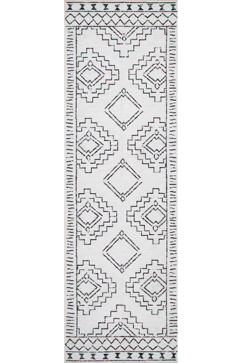 black and white moroccan print runner