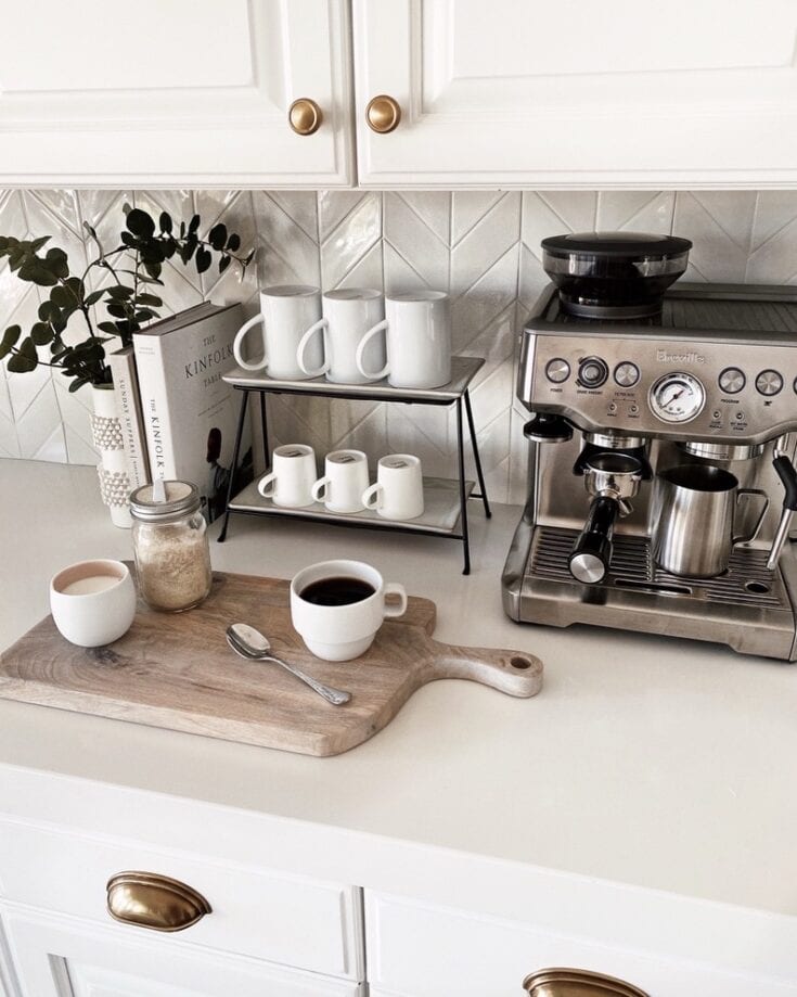 Small coffee station on kitchen counter