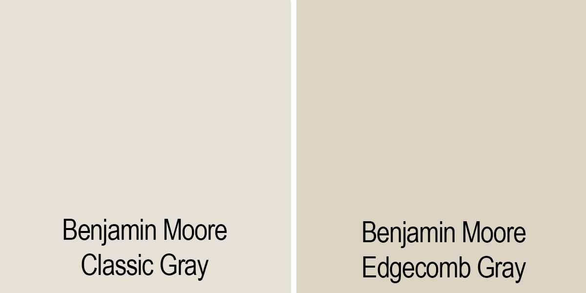 color comparison of classic gray to edgecomb gray