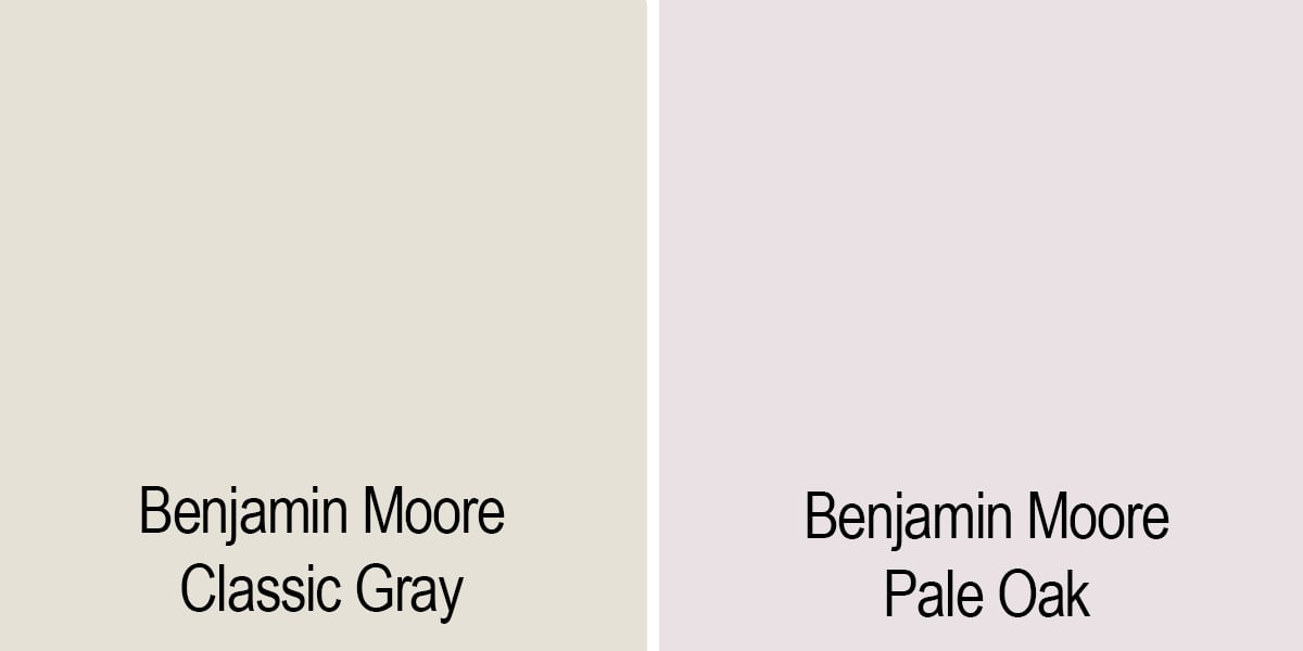 color comparison of classic gray to pale oak