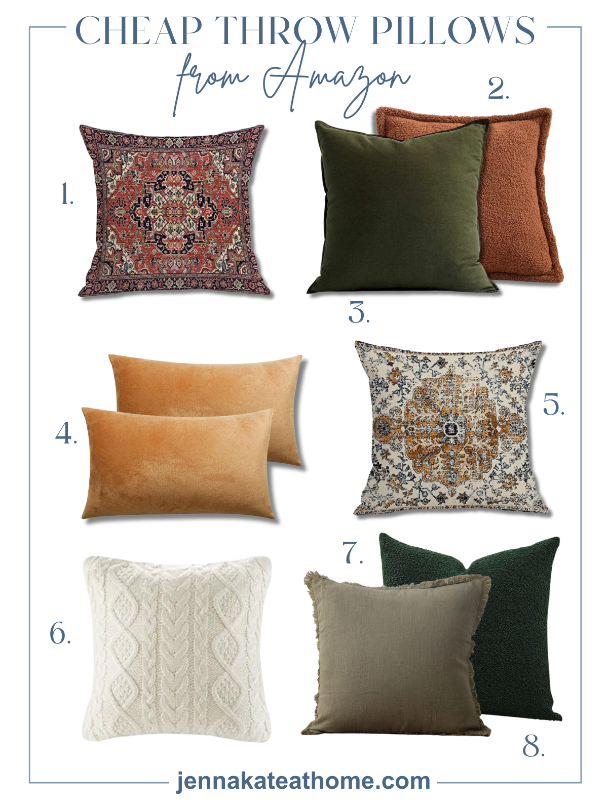 a collage of my favorite Amazon throw pillows for fall