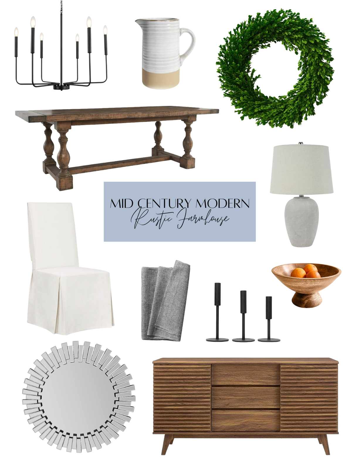 an assortment of mid century modern rustic farmhouse