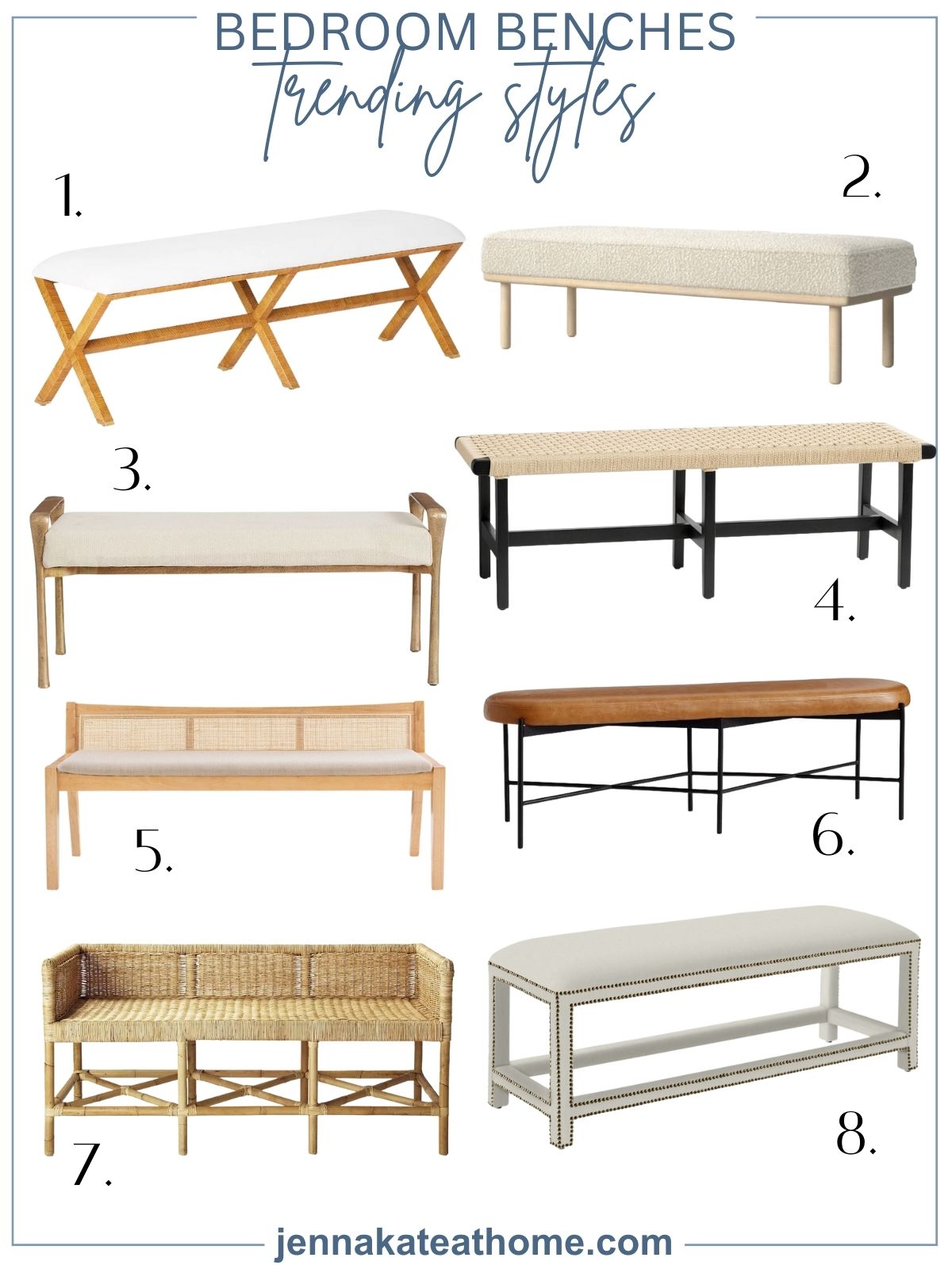 a collage of my favorite bedroom benches