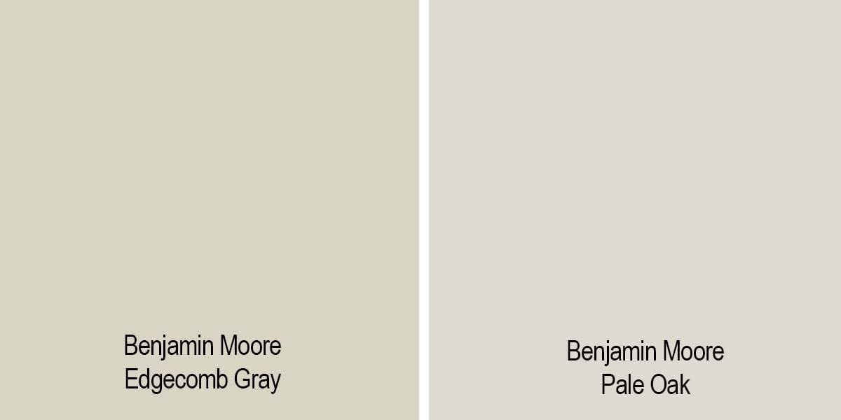swatch comparison of edgecomb gray and pale oak