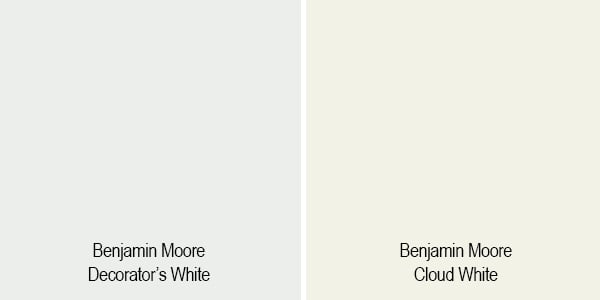 swatch comparison of decorator's white and cloud white