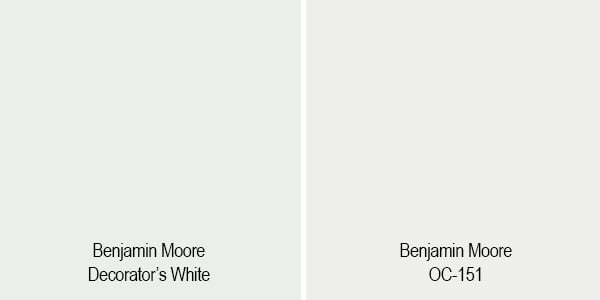 swatch comparison of decorator's white and oc-151